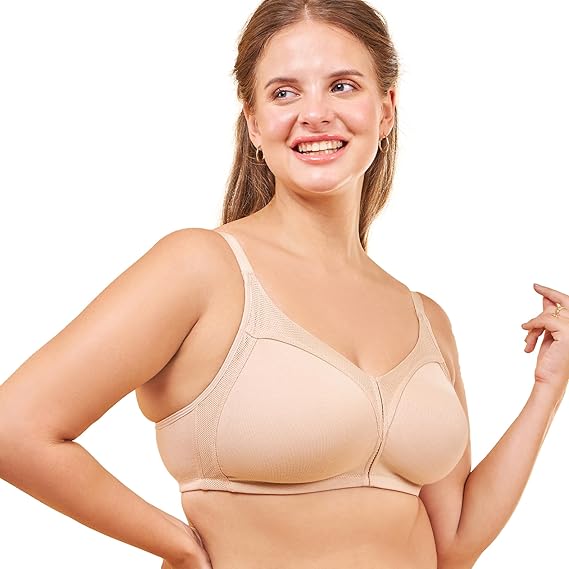 Enamor AB75 M-Frame No-Bounce Full Support Cotton Bra – Non-Padded, Wirefree, Full Coverage with Cooling Technology Solid Colours Available